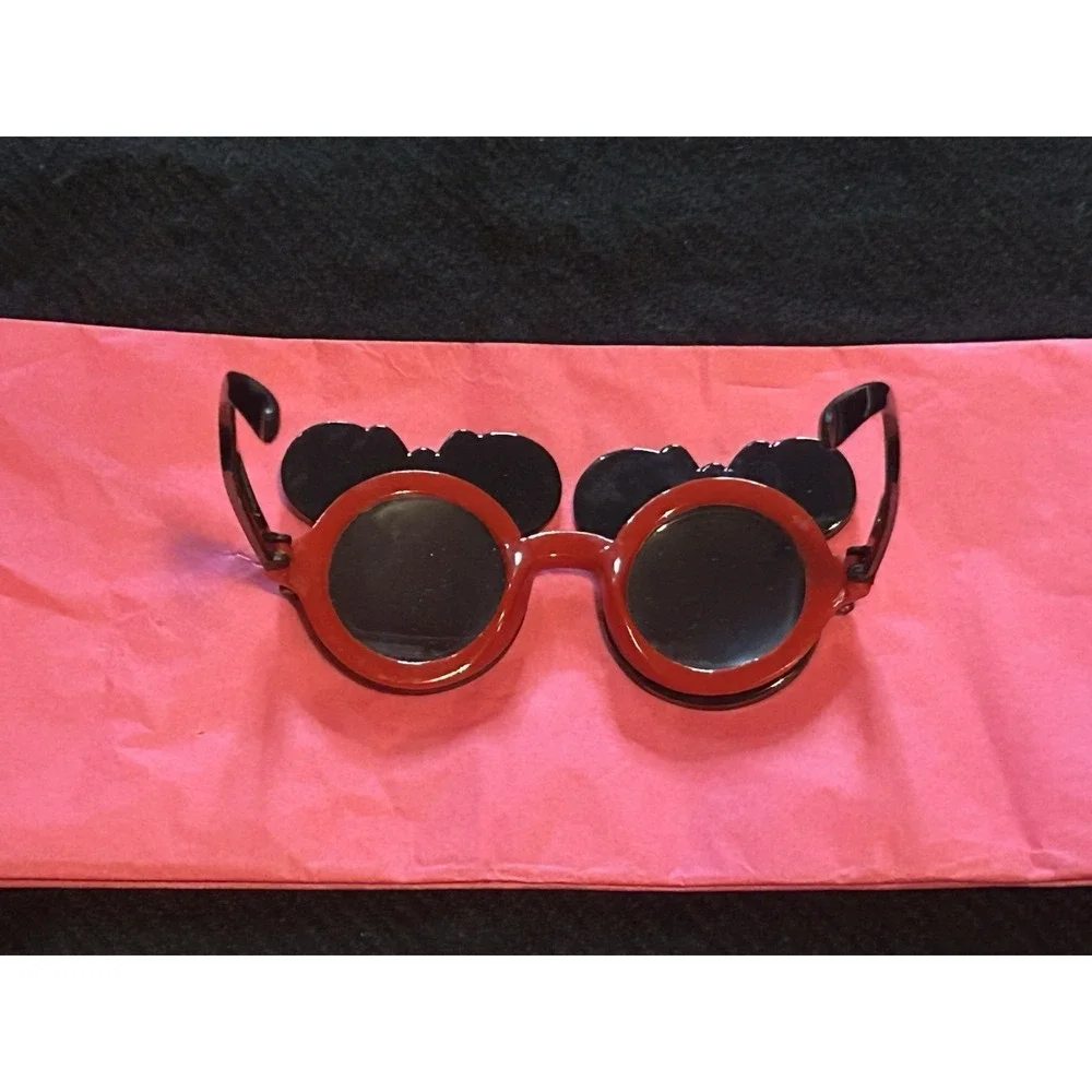 Disney Parks Heart Sequin Minnie Mouse Ears Pink Bow Headband + Glasses (Bonus)